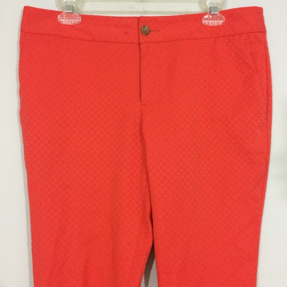 Banana Republic Womens 8 Red Honey Comb Pattern Flat Front Cotton Blend Capris - Picture 2 of 8